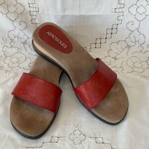 Red Leather Slide Sandals FINAL PRICE
